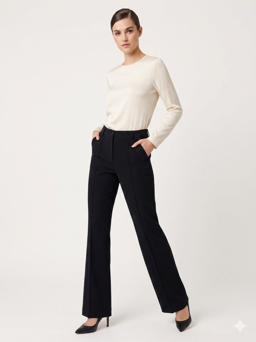 Akris Punto Stitched-Seam Black Pants Size US 6 Office Quiet Luxury Classic